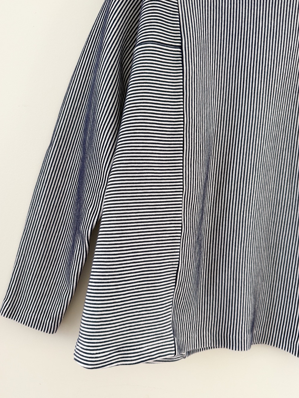 COS • High-Neck Ribbed Top in Navy/White - Picture 7 of 12
